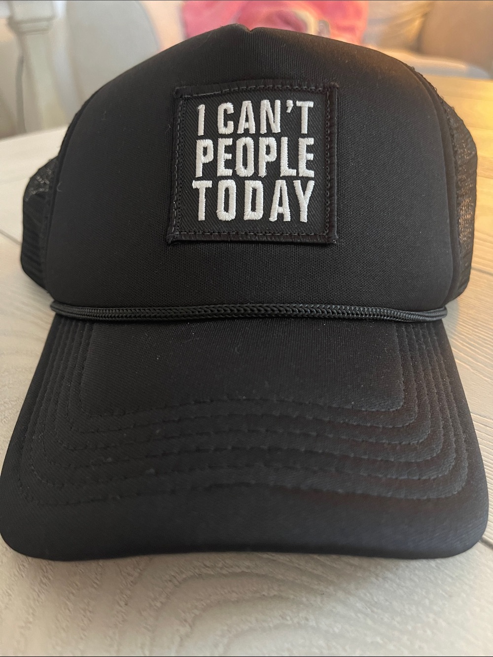 Black 'I Can't People Today' Trucker Hat
